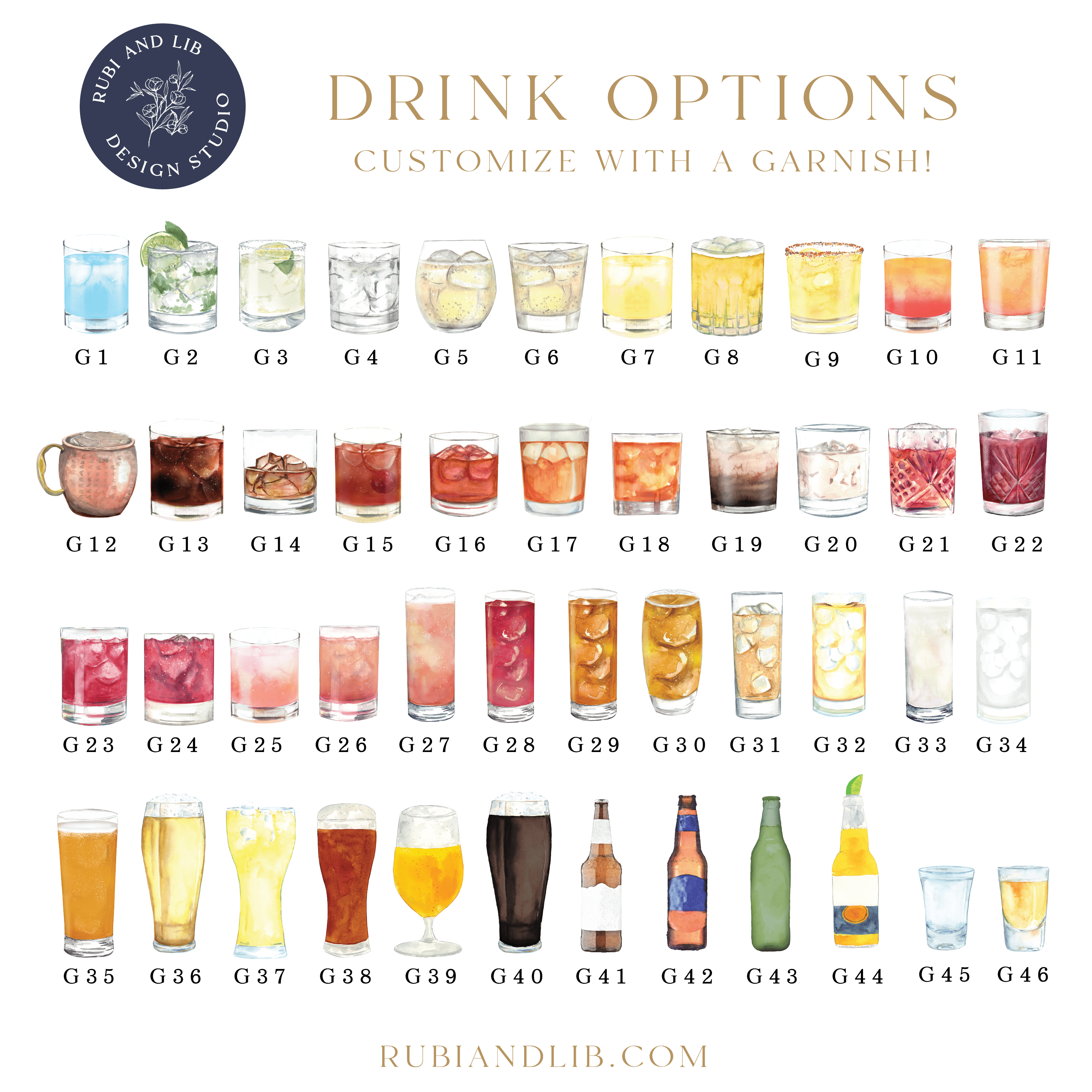 Wedding Bar Menu Print