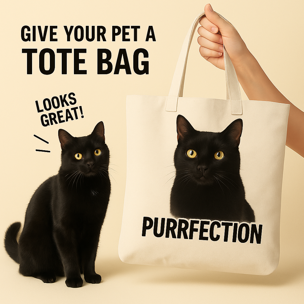 Black Cat Tote Bag – Purrfection Gift for Cat Lovers, Custom Pet Canvas Bag