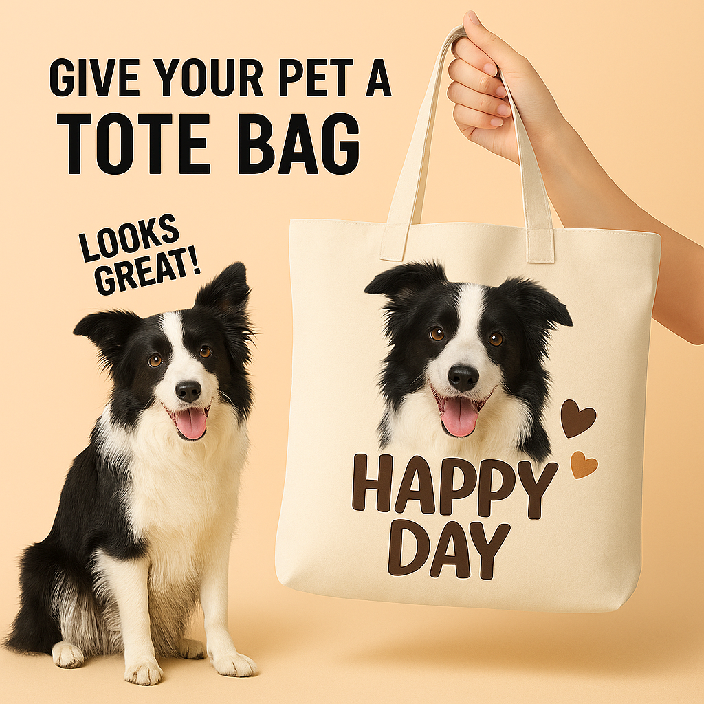 Border Collie Tote Bag – Happy Day Gift for Dog Lovers, Custom Pet Canvas Bag