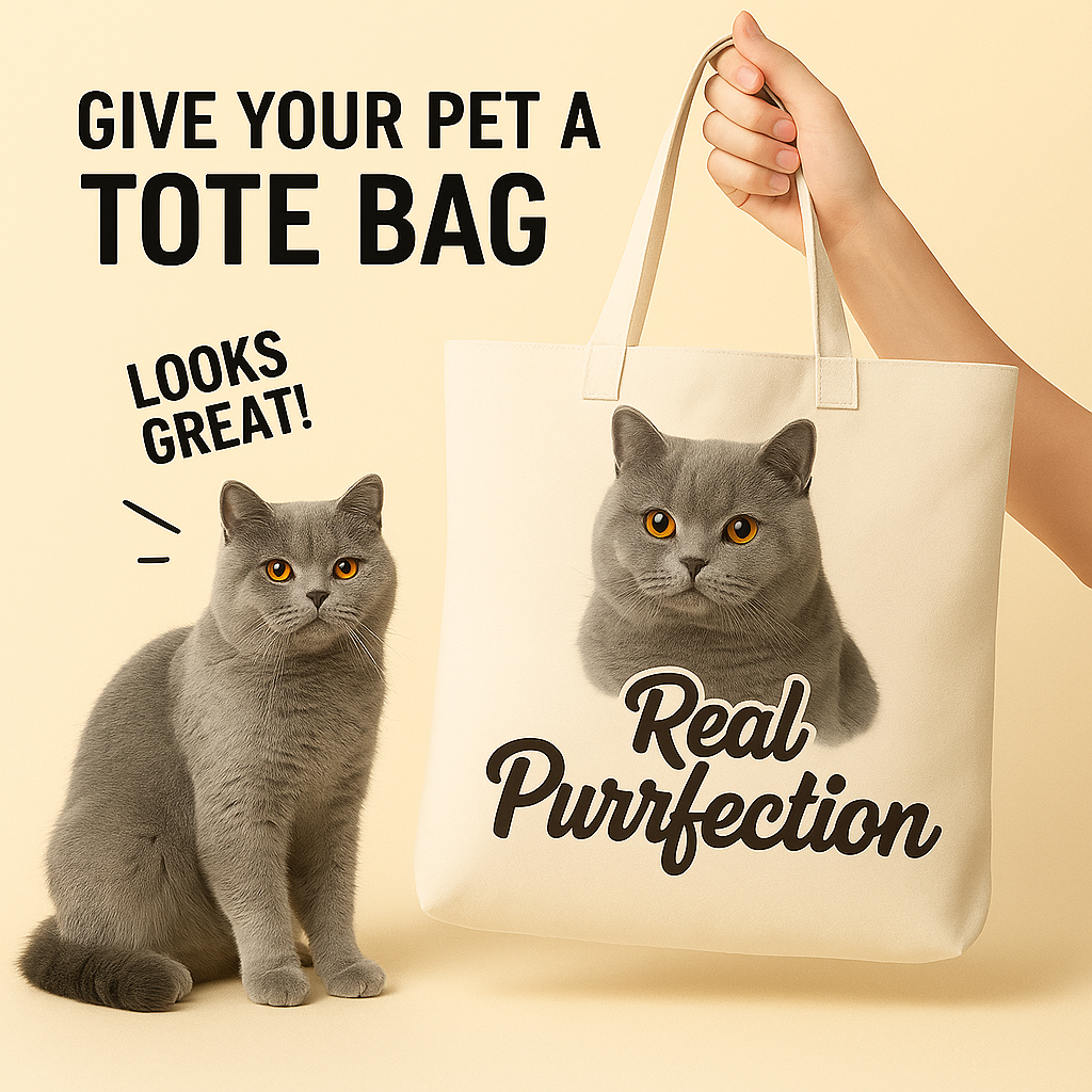 British Shorthair Cat Tote Bag – Real Purrfection Canvas Bag for Cat Lovers