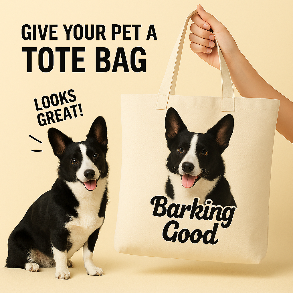 Corgi Tote Bag – “Barking Good” Funny Dog Lover Canvas Bag, Custom Pet Gift for Her