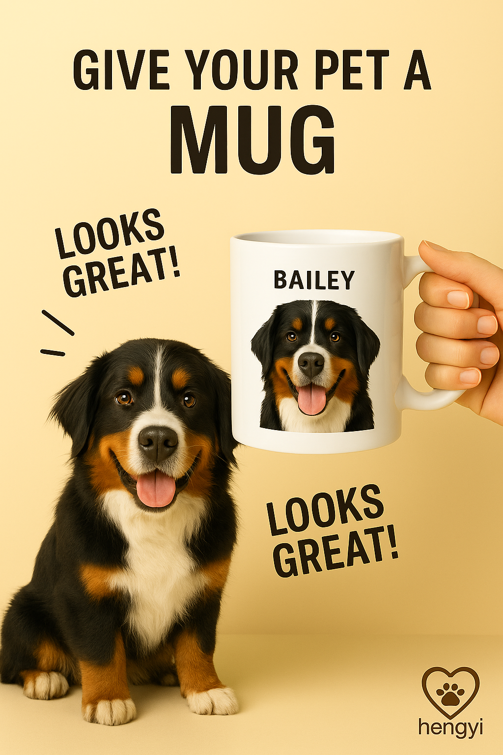 Custom Bernese Mountain Dog Mug – Personalized Pet Photo Coffee Cup