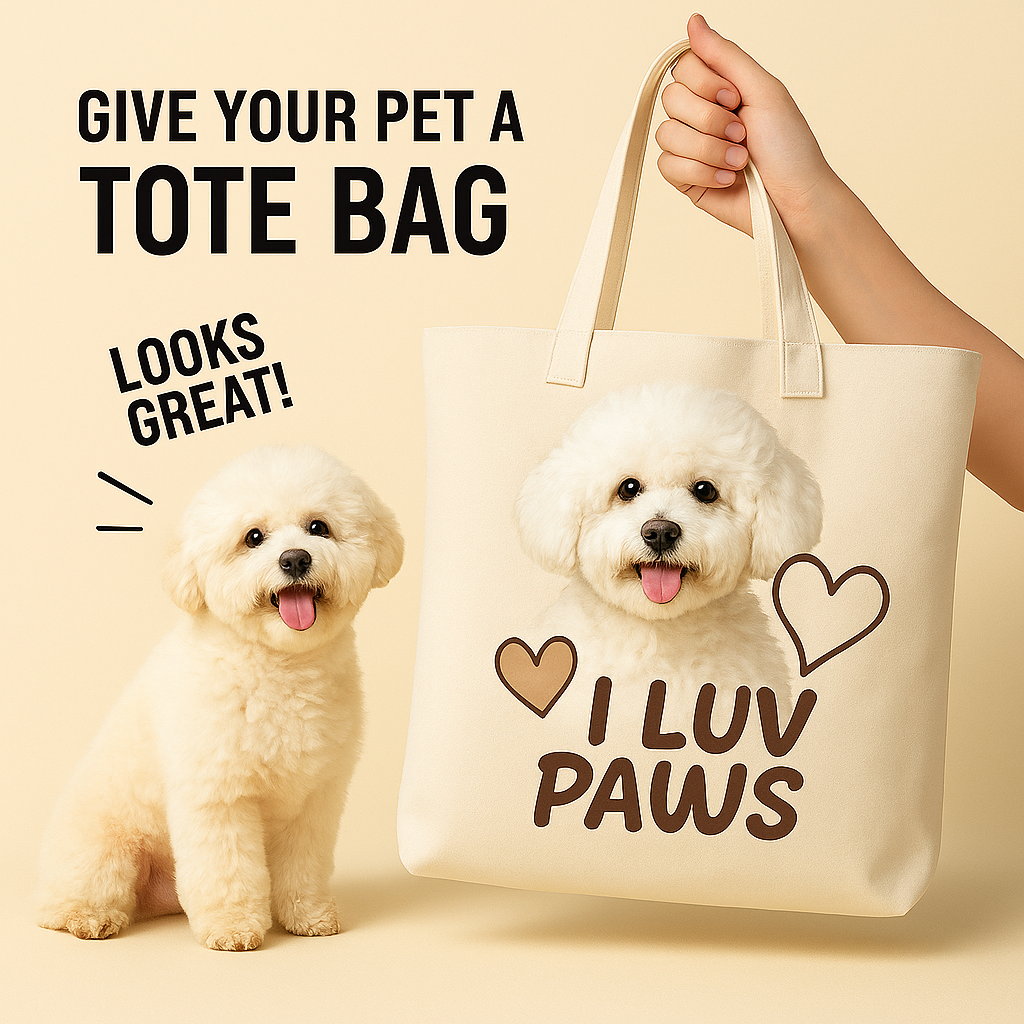 Custom Bichon Frise Tote Bag – Personalized Canvas Bag with Pet Portrait