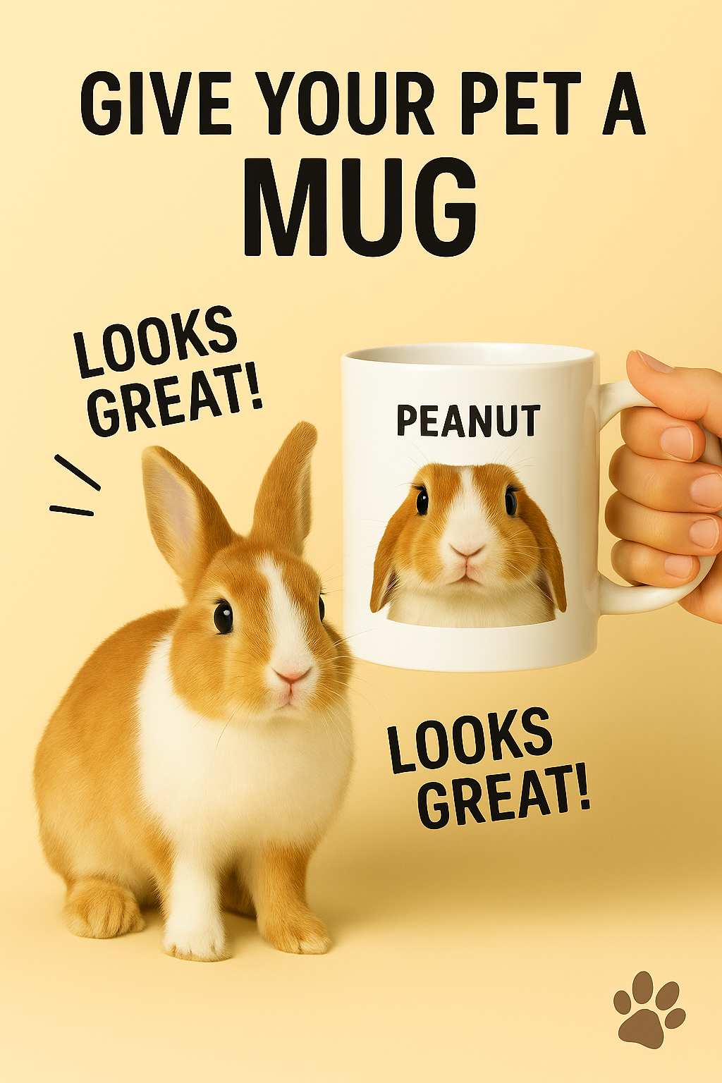 Custom Bunny Mug – Personalized Rabbit Cup with Pet Photo