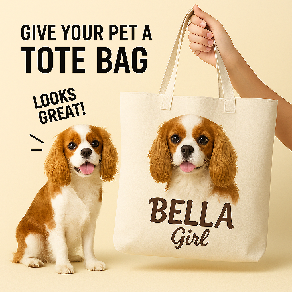 Custom Cavalier King Charles Spaniel Tote Bag – Personalized Canvas Dog Bag for Pet Lovers
