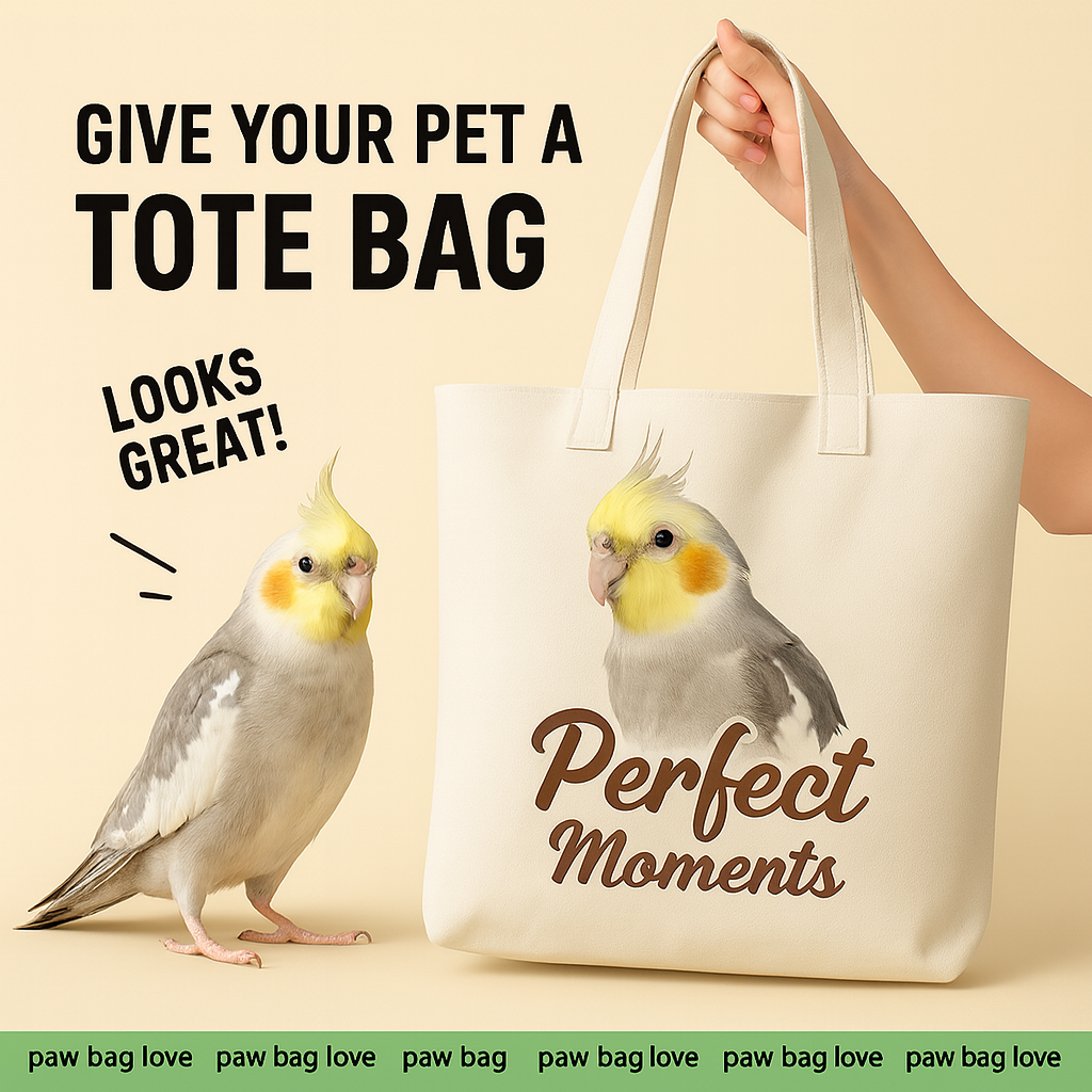 Custom Cockatiel Tote Bag – Personalized Parrot Canvas Bag with Your Pet’s Photo