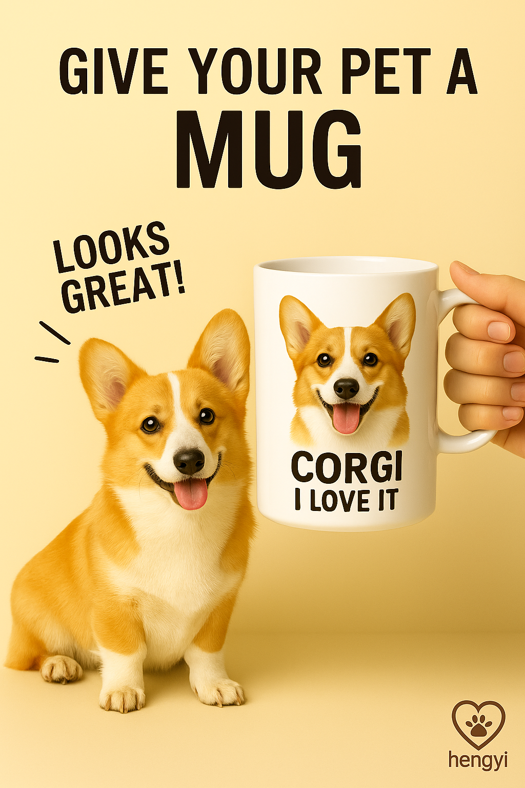 Custom Corgi Dog Mug – Personalized Pet Portrait Coffee Cup