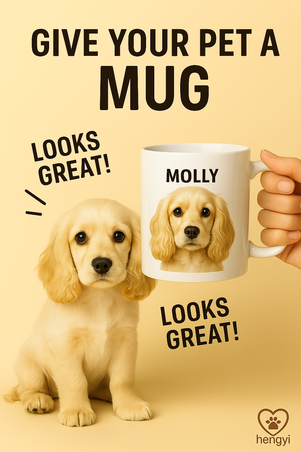 Custom Dog Photo Mug with Name – Personalized Pet Portrait Cup Gift