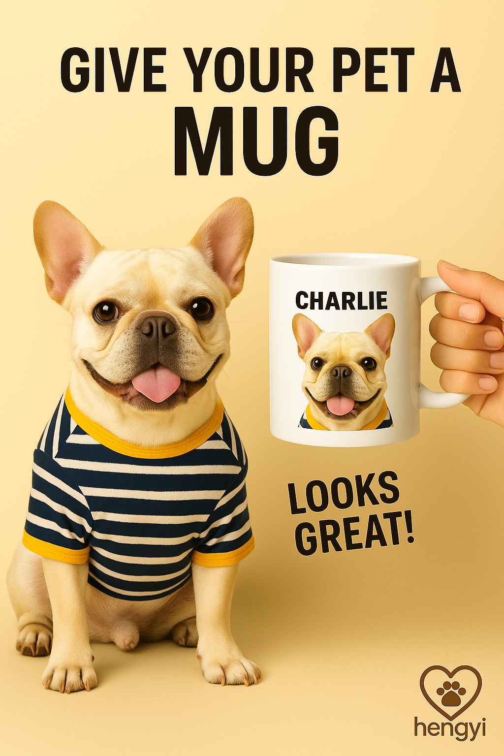 Custom French Bulldog Mug – Personalized Dog Mug with Name “Charlie”