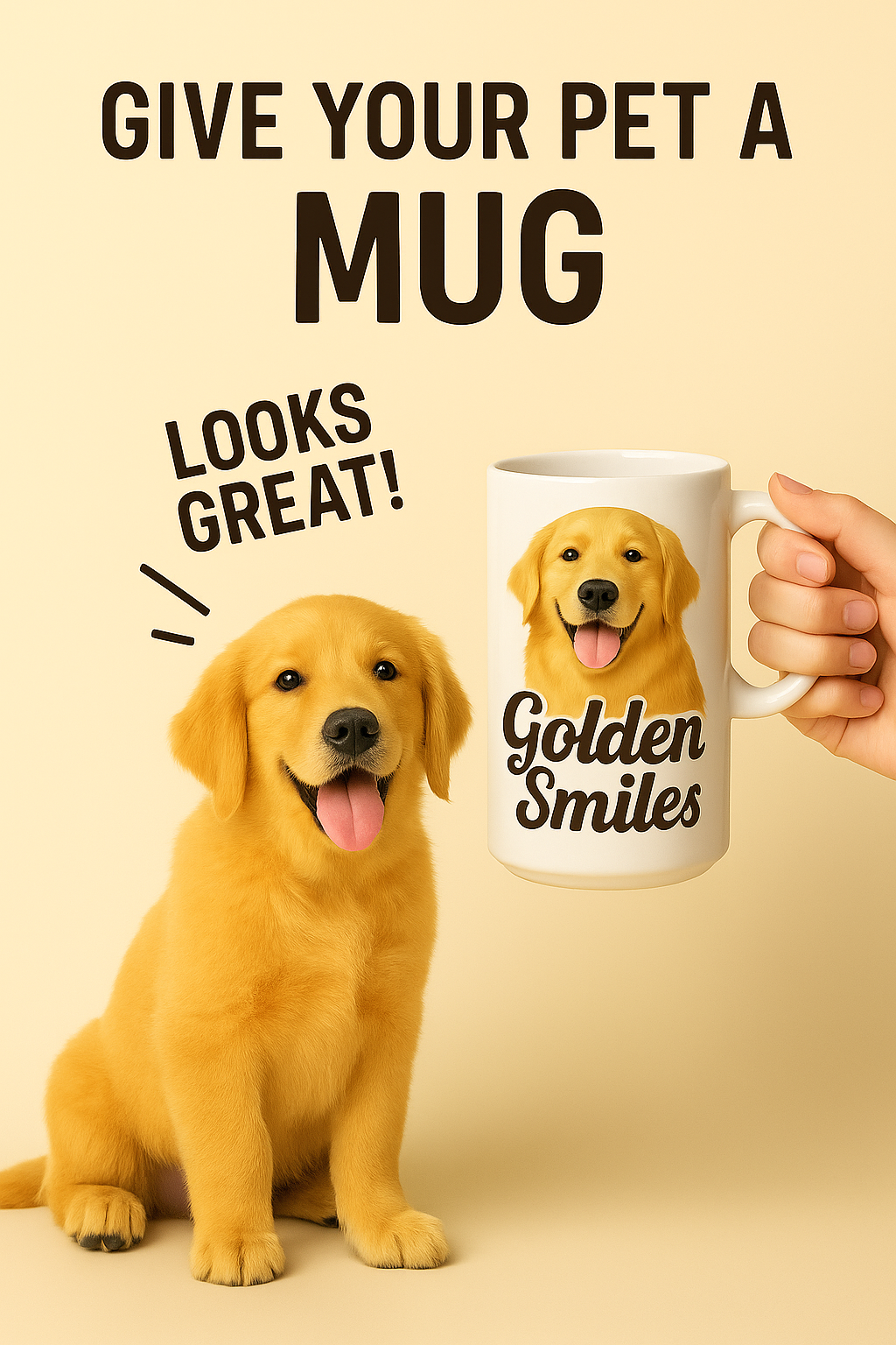 Custom Golden Retriever Mug – Personalized Dog Photo Coffee Cup for Pet Lovers
