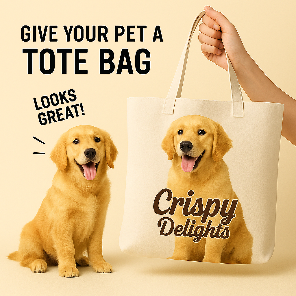 Custom Golden Retriever Tote Bag – Personalized Dog Portrait Canvas Bag with Name, Cute Pet Gift for Dog Lovers
