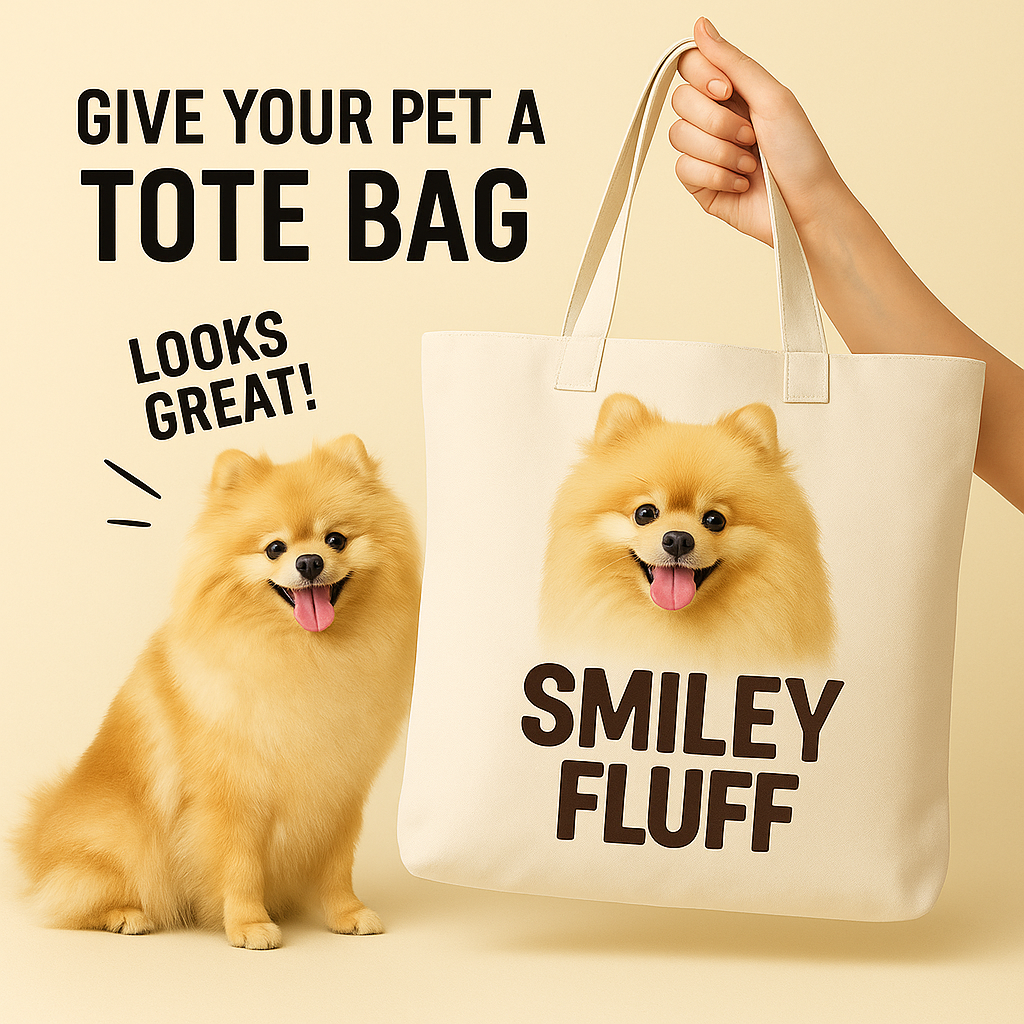 Custom Pomeranian Tote Bag – Personalized Fluffy Dog Canvas Bag with Photo