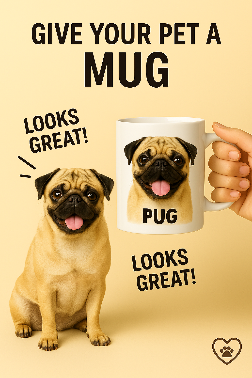 Custom Pug Mug – Personalized Pet Portrait Gift for Dog Lovers