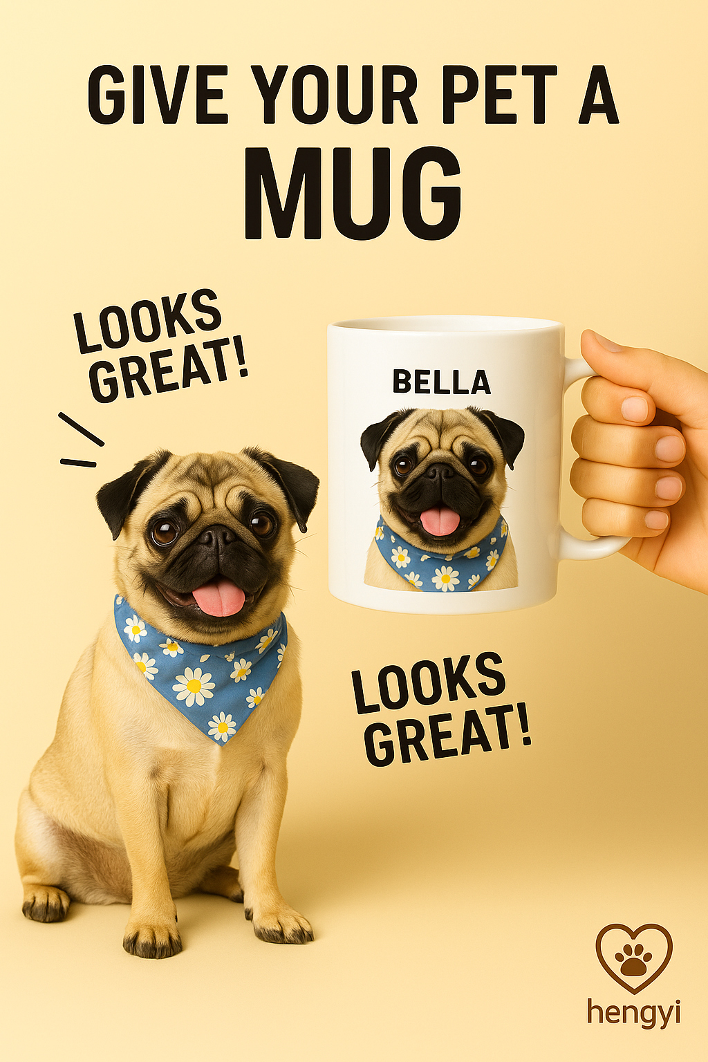 Custom Pug Mug with Name – Personalized Dog Coffee Cup Gift