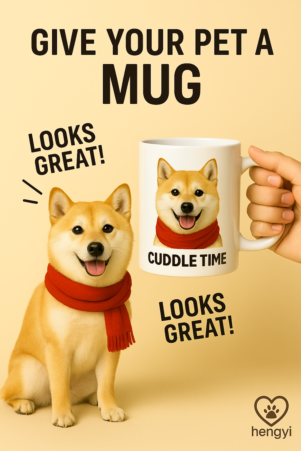 Custom Shiba Inu Mug – Personalized Dog Portrait Coffee Cup