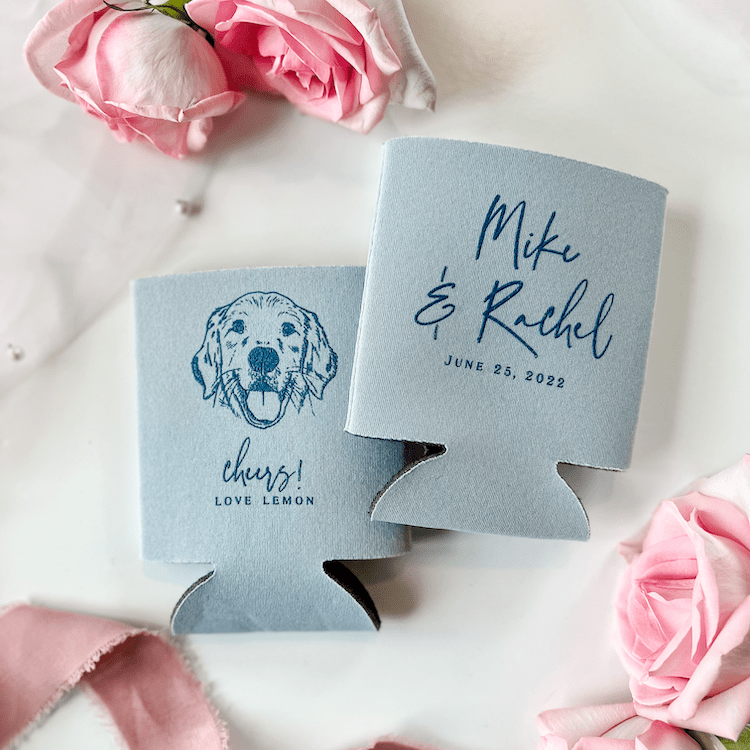 Custom Illustrated Dog Can Holder for Weddings