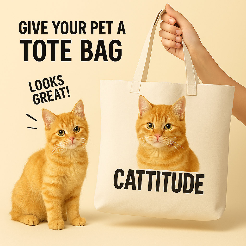 Orange Tabby Cat Tote Bag – Cattitude Canvas Bag for Cat Lovers, Funny Custom Pet Gift