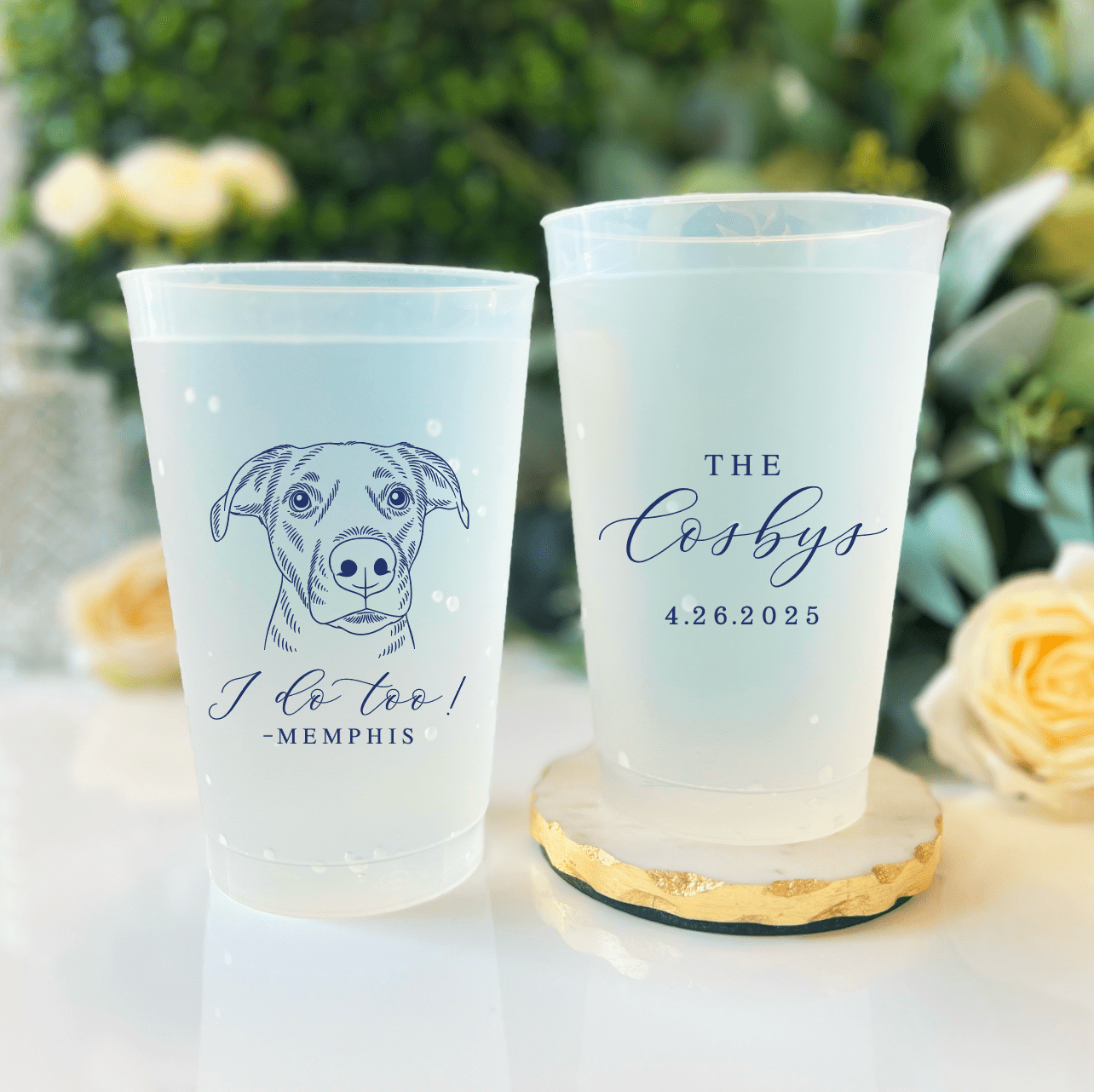 Custom Pet Frosted Cups for Wedding Receptions