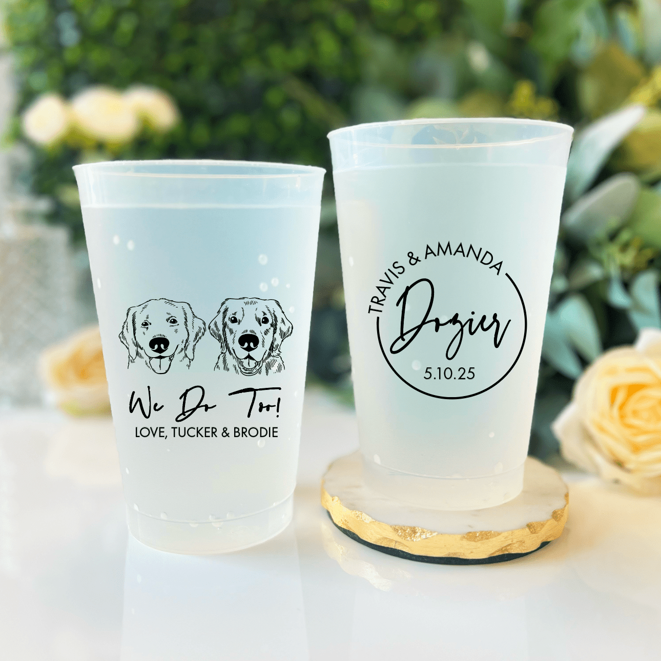 I Do Too - Illustrated Pet Wedding Frosted Plastic Cups