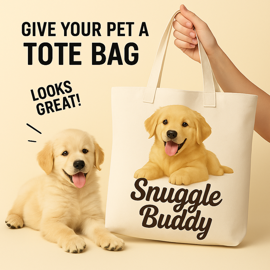 Snuggle Buddy Dog Tote Bag – Golden Retriever Puppy Canvas Bag for Dog Lovers