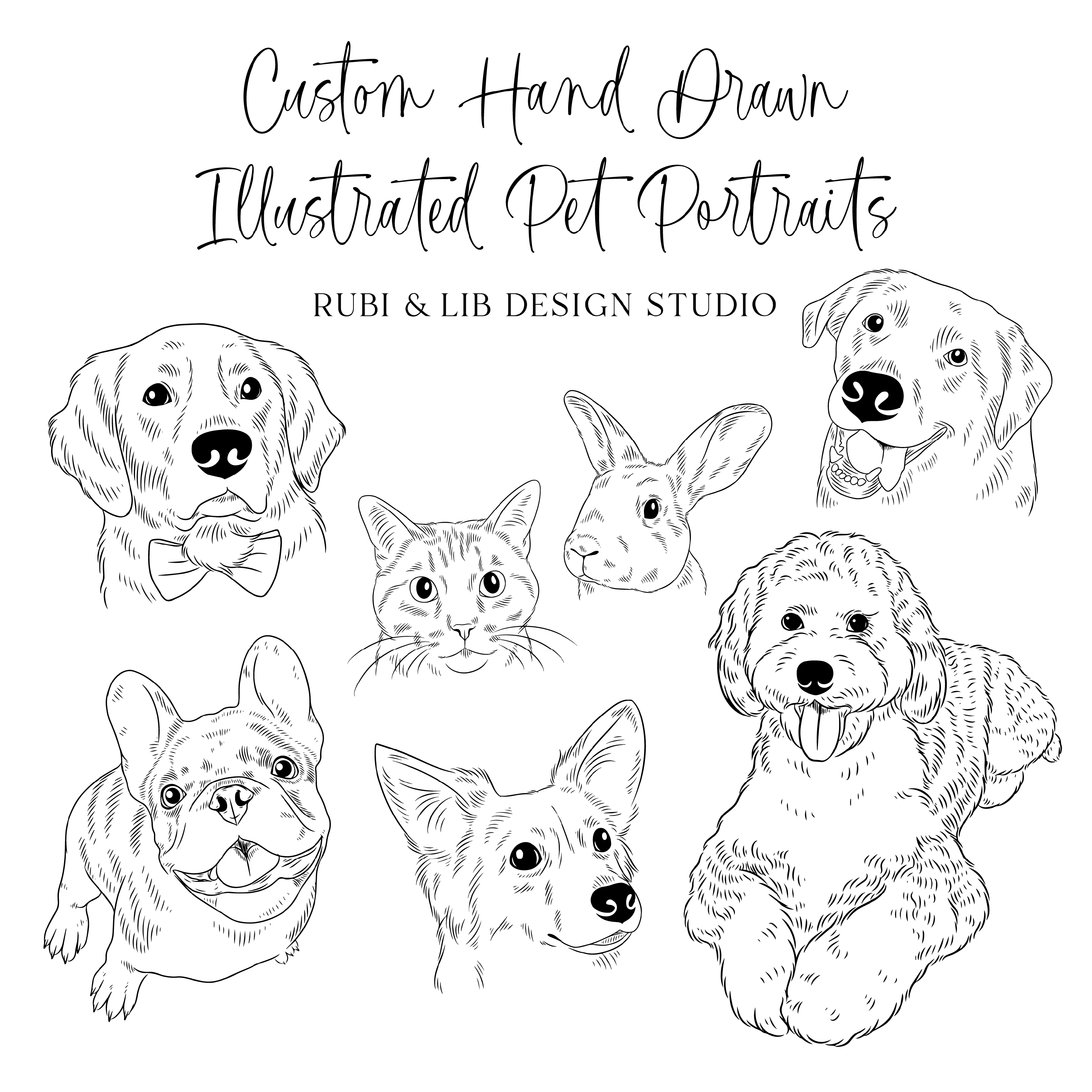 Hand Drawn Pet Portrait - Extended License