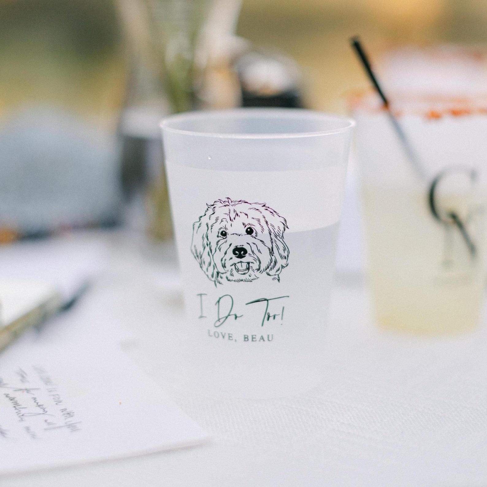 I Do Too - Illustrated Pet Wedding Frosted Plastic Cups