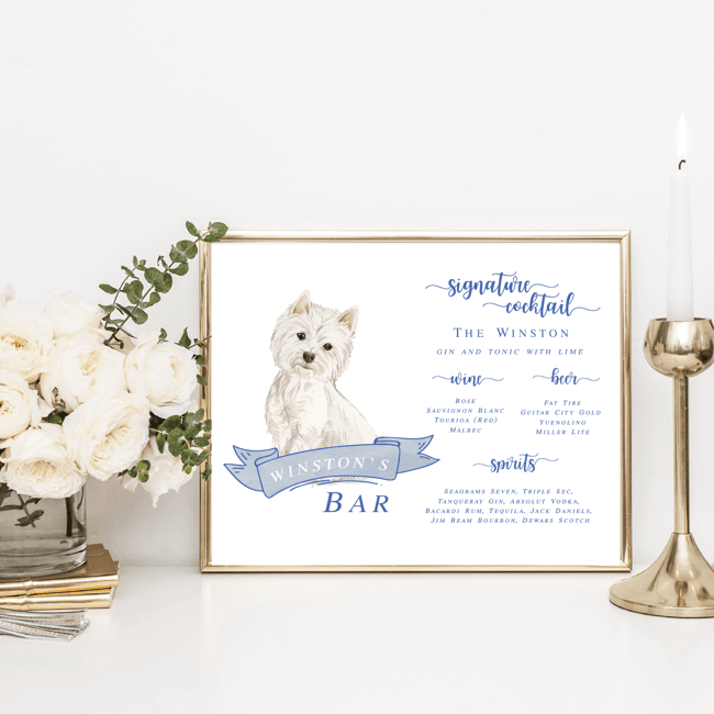 As Featured in People Magazine - Dog Wedding Bar Menu Print