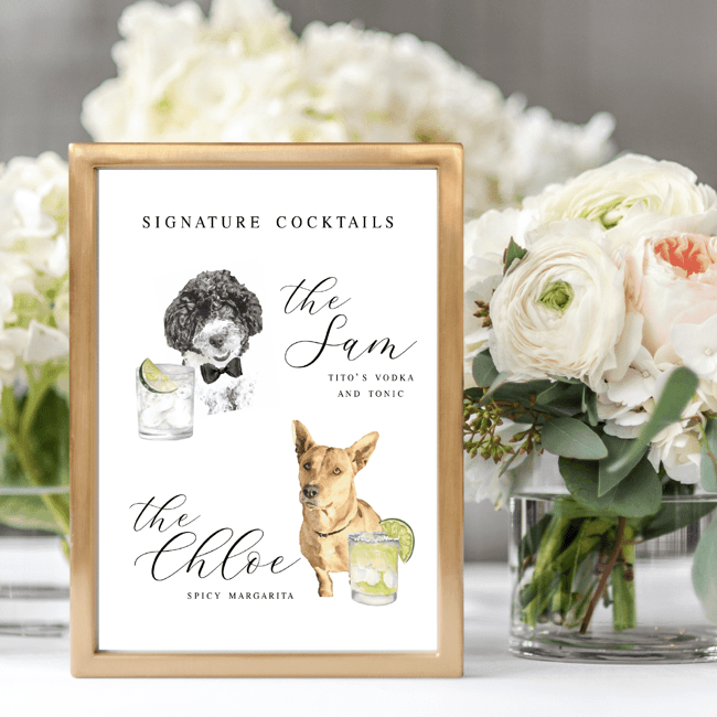 Wedding Bar Menu Print - Pets
