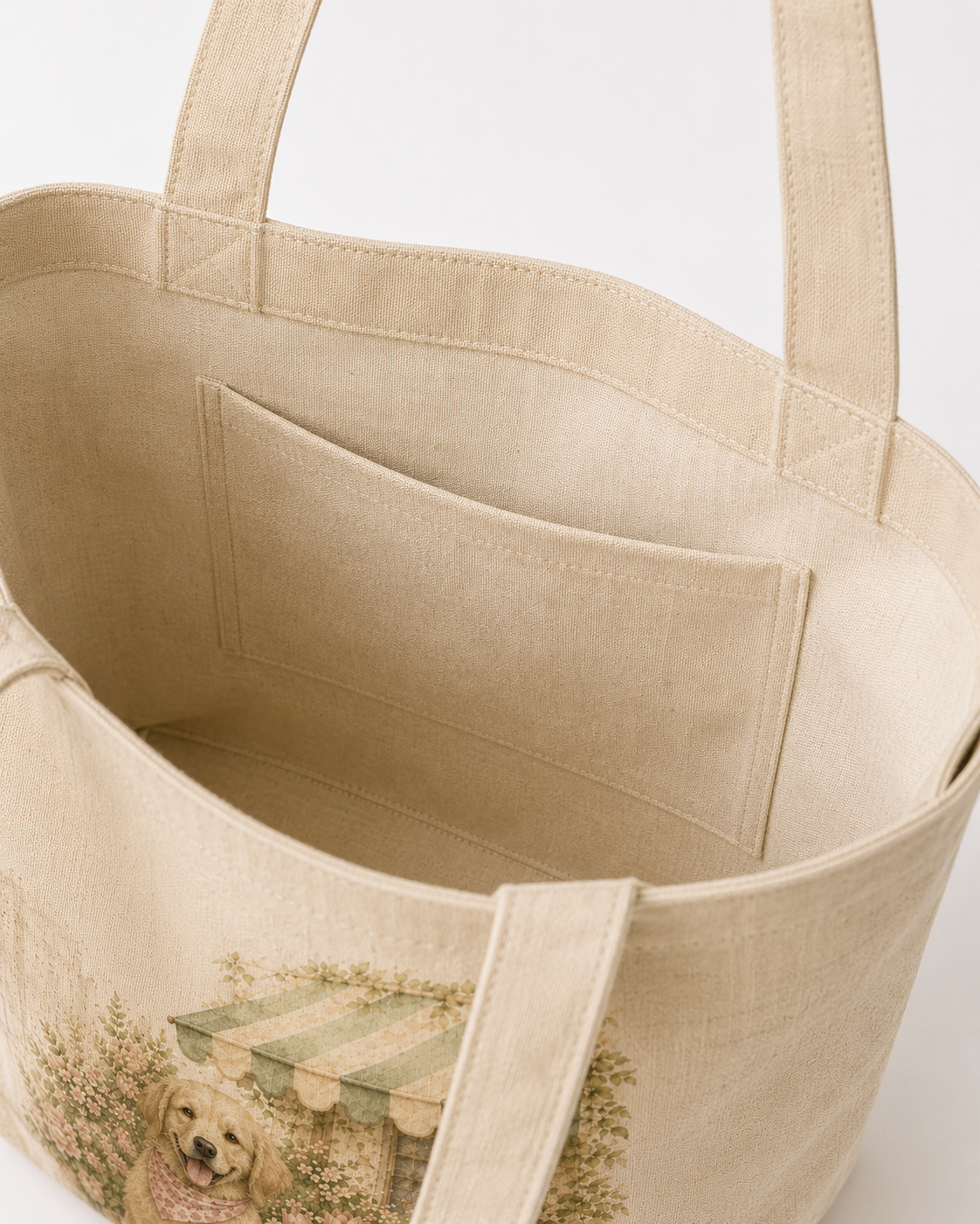 Paris Morning Market Golden Retriever Canvas Tote Bag