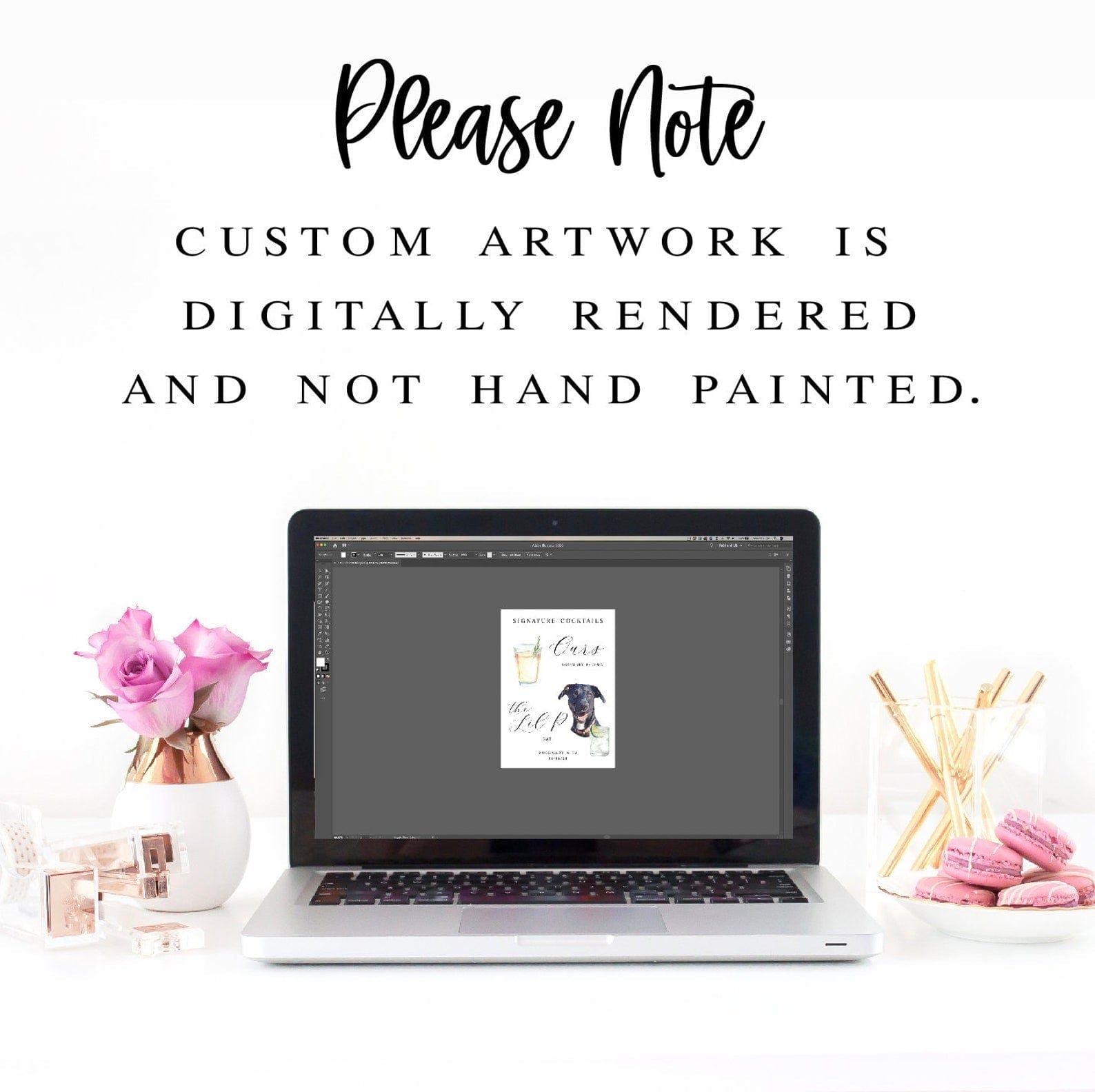 Digital Watercolor Rendering Pet Portrait