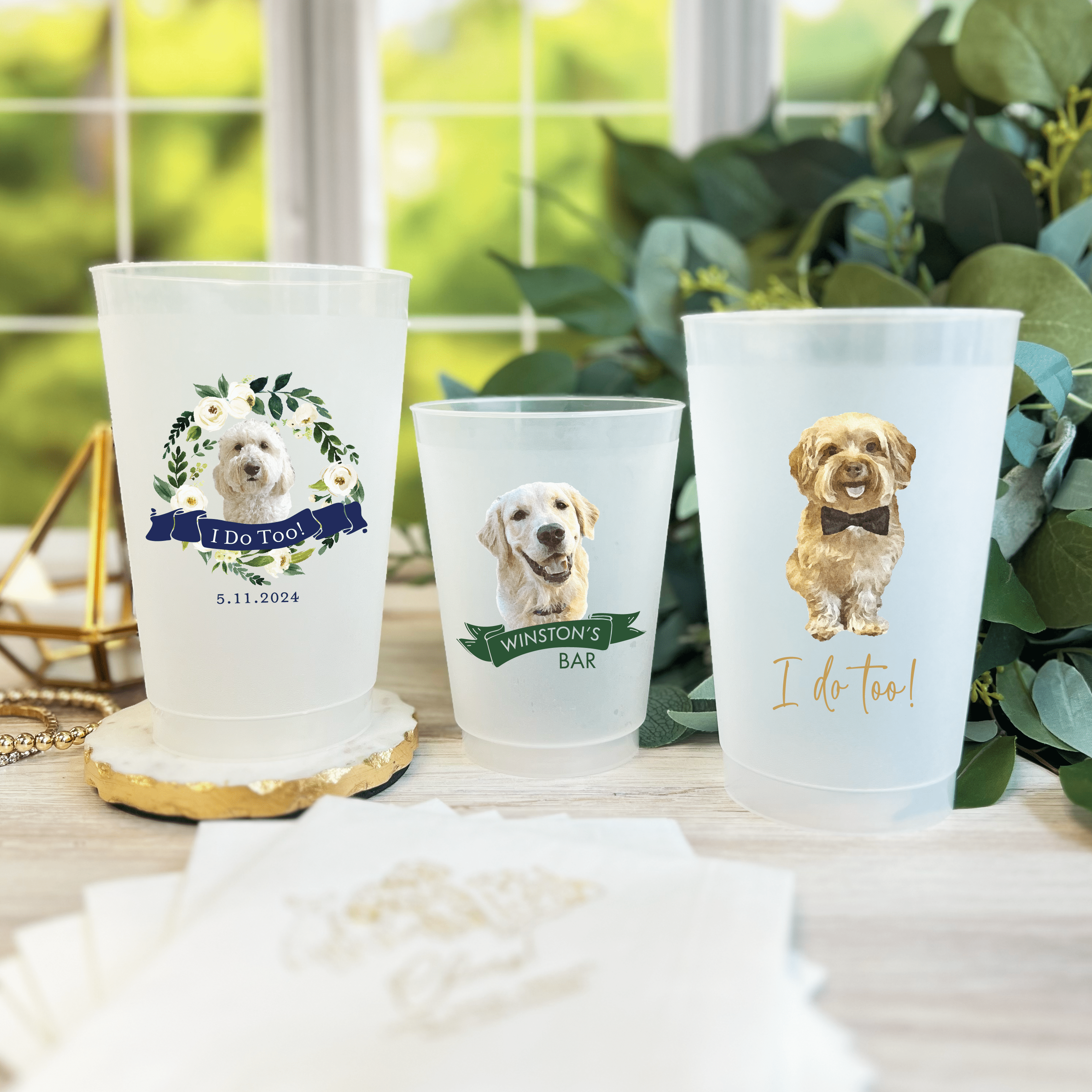 Dog Wedding Full Color Frosted Plastic Cups