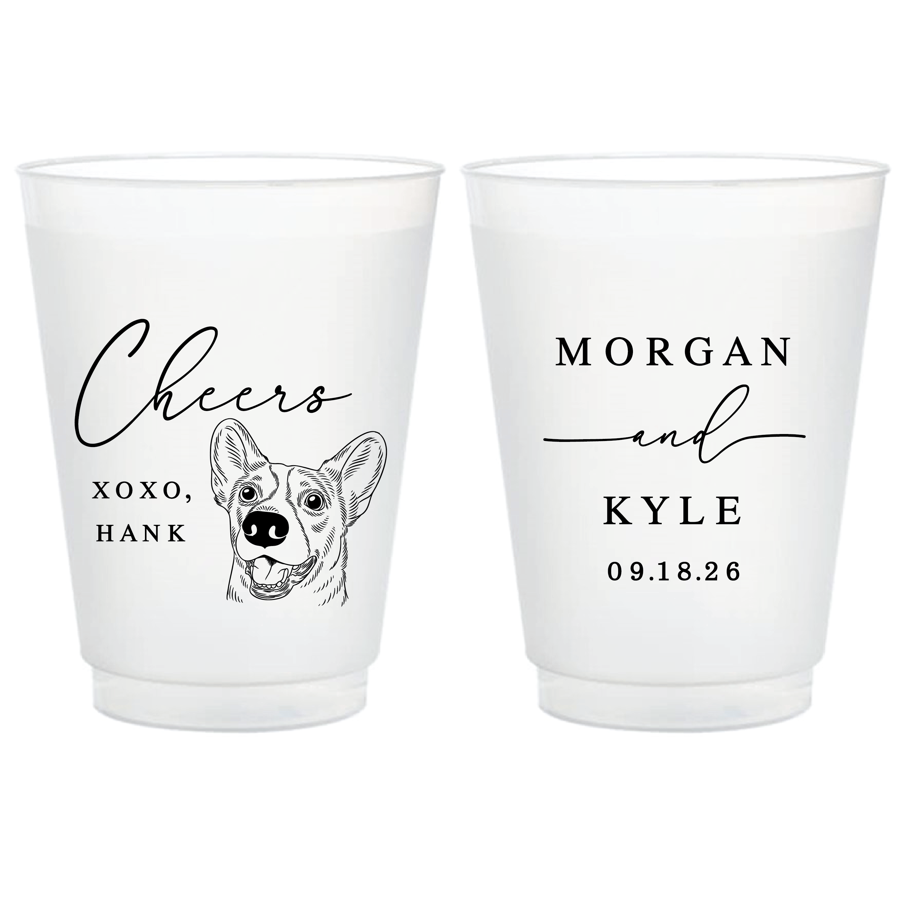 Cheers Custom Pet Frosted Cups for Wedding Receptions