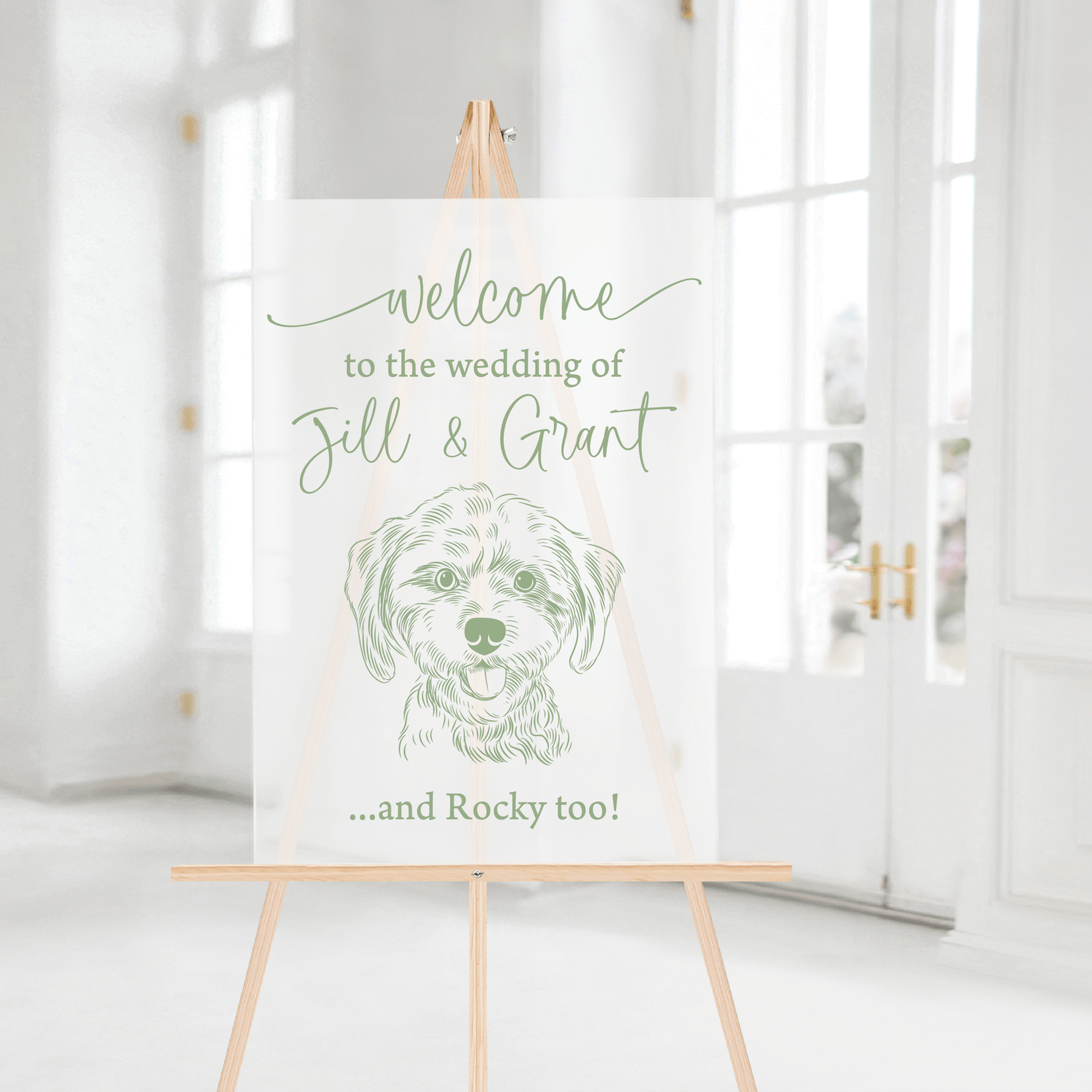 Illustrated Pet Wedding Welcome Sign