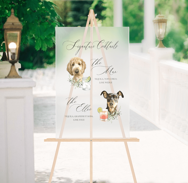 Acrylic Wedding Bar Menu Print -  Pets