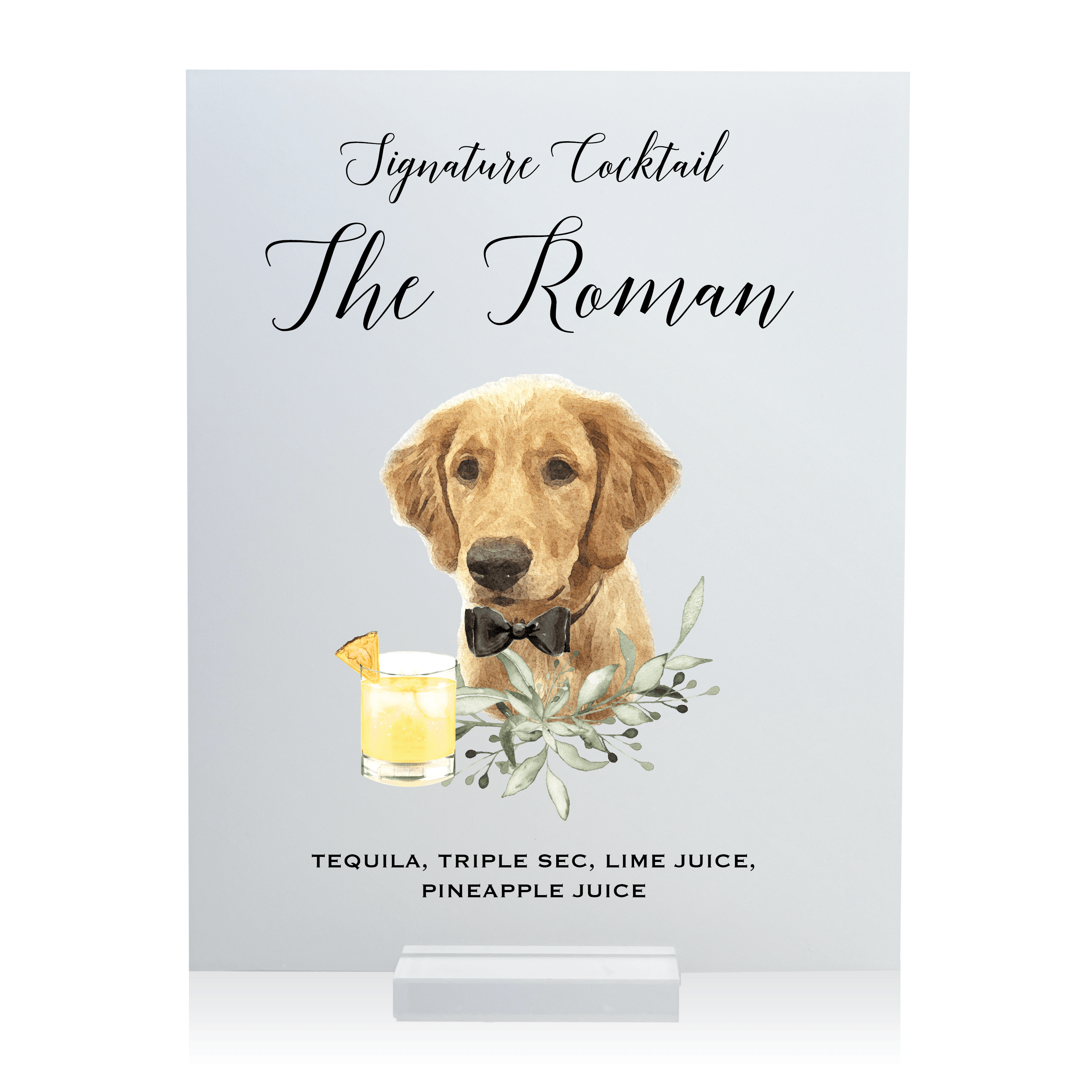 Wedding Bar Menu Print
