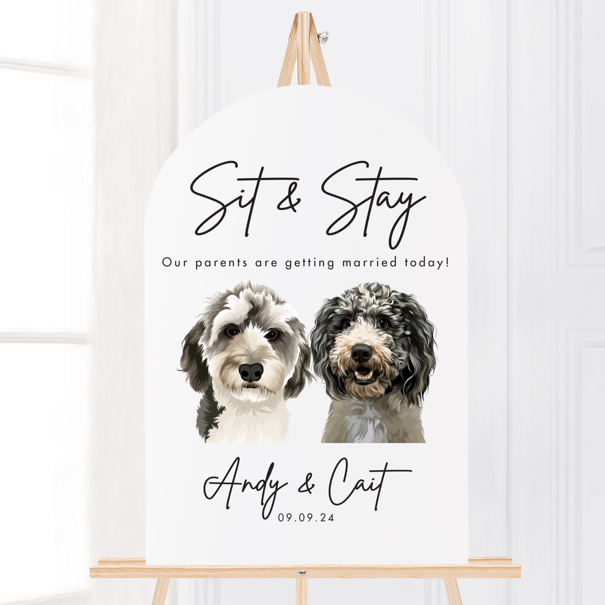 Sit & Stay Pet Welcome Sign - Portrait